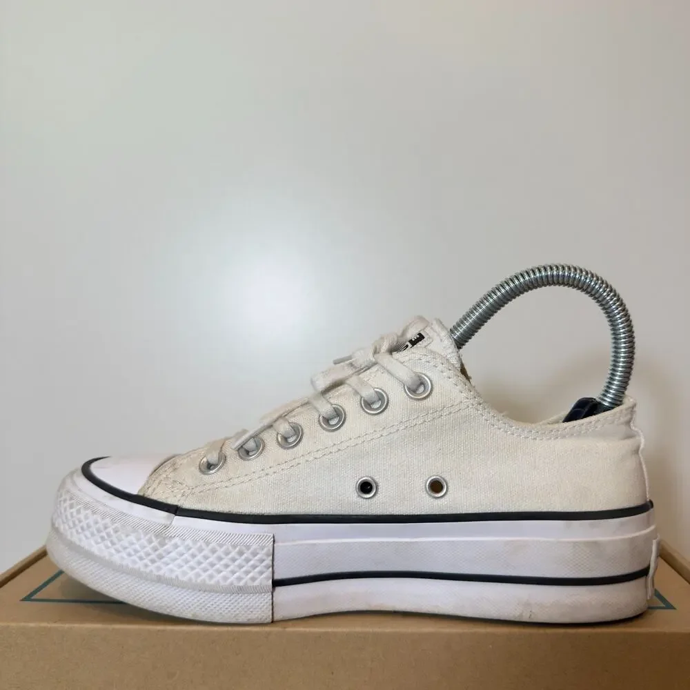 Converse Chuck Taylor All Star Womens 6 Low Top Platform White Canvas Sneakers